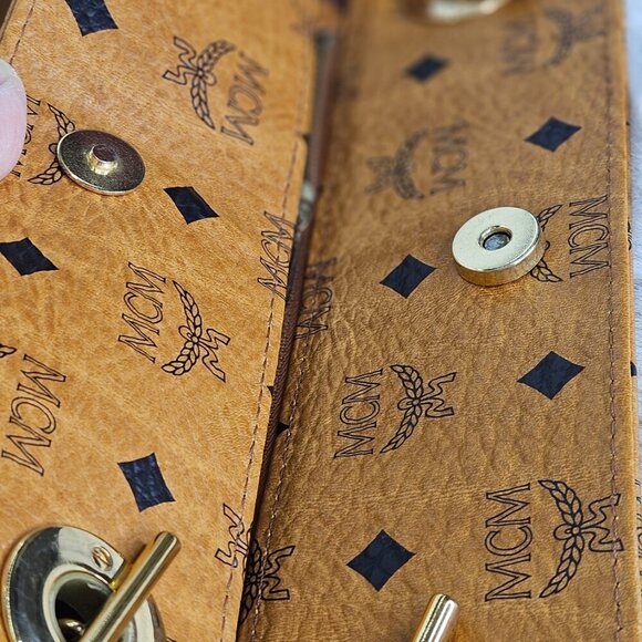 Price is FIRM⚠️ MCM Cognac Visetos Coated Canvas and Leather Chain Tote - Picture 14 of 16